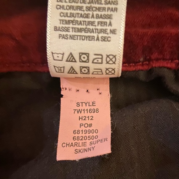 Lucky Velour Red Burgundy Charlie Skinny Pants - Picture 9 of 13